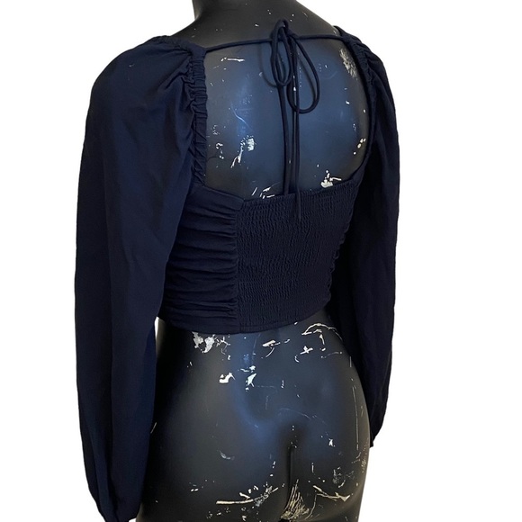 Urban Outfitters Black Cropped Peasant Top - Picture 4 of 7